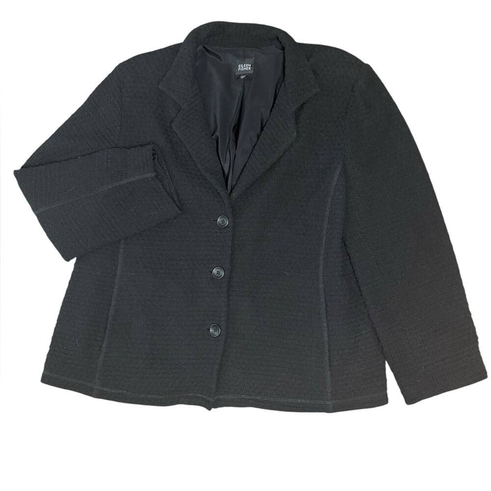 Eileen Fisher Textured Stretch Blazer Womens Size XL Minimalist Office Luxury